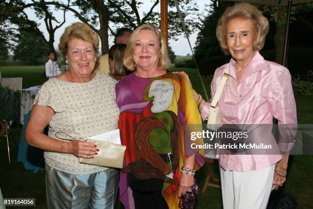 Lynn Packard, Peggy Lewis and Polly Johnson attend "American Beauty" The SOUTHAMPTON ROSE SOCIETY Cocktail Party Benefit at Private Residence on July...