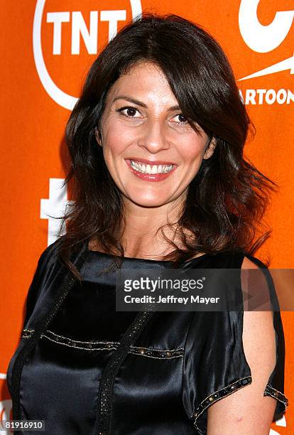 Actress Gina Bellman arrives at the Turner Broadcasting TCA Party at The Oasis Courtyard at The Beverly Hilton Hotel on July 11, 2008 in Beverly...
