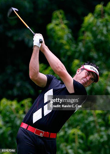 Eric Axley tees off the second hole during the third round of the 2008 John Deere Classic at TPC at Deere Run on Saturday, July 12, 2008 in Silvis,...