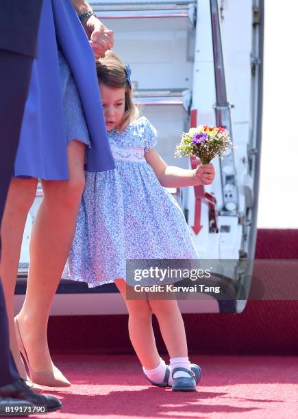 Princess Charlotte arrives at Berlin's Tegel Airport during an official visit to Poland and Germany on July 19, 2017 in Berlin, Germany.