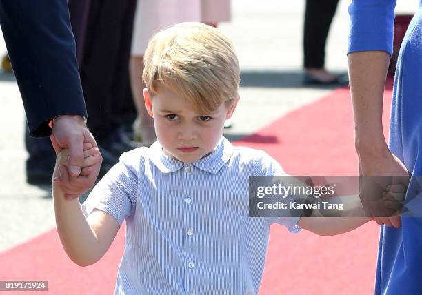 Prince George arrives at Berlin's Tegel Airport during an official visit to Poland and Germany on July 19, 2017 in Berlin, Germany.