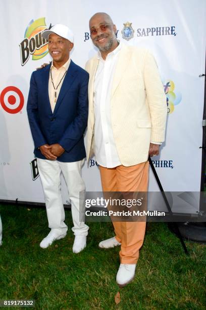 Russell Simmons and Danny Simmons attend Russell Simmons 11th Annual ART FOR LIFE Benefit at Private Residence on July 24, 2010 in East Hampton, NY.