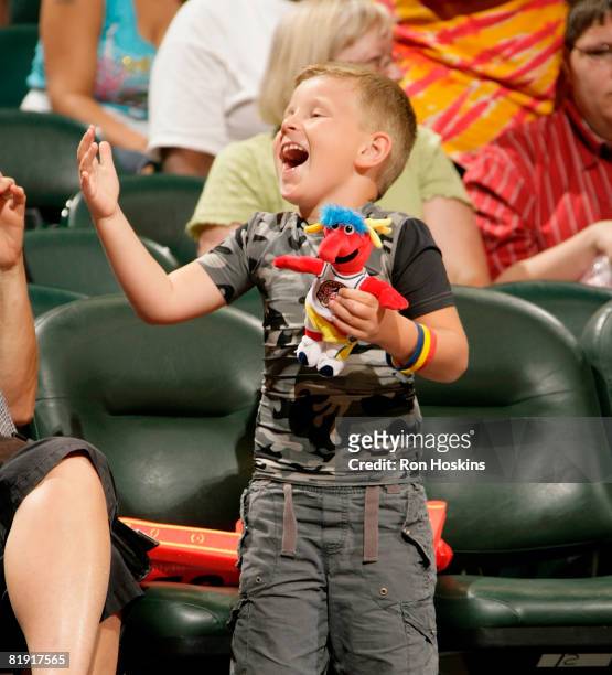 Young Indiana Fever fan has some fun as the Fever took on the Chicago Sky at Conseco Fieldhouse on July 12, 2008 in Indianapolis, Indiana. NOTE TO...