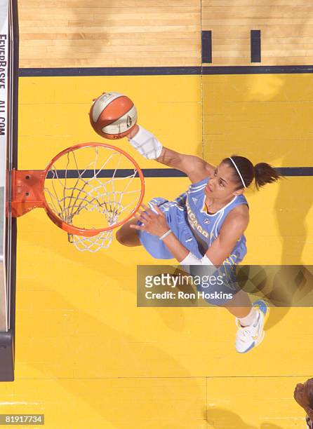 Candice Dupree of the Chicago Sky lays the ball up against the Indiana Fever at Conseco Fieldhouse on July 12, 2008 in Indianapolis, Indiana. NOTE TO...