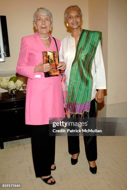 Elsa Honig Fine and Grace Hope Hill attend Susan Fales-Hill's ONE FLIGHT UP Book Launch Party at 15 Central Park West on July 21st, 2010 in New York...
