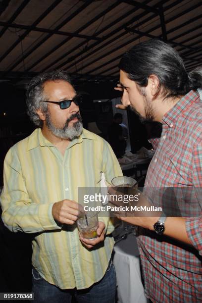 ?, Florencio Zavala attend The Supper Club & Shepard Fairey's SNO host a Bombay Sapphire Tea Party at The Tea Room on July 20, 2010 in Hollywood,...