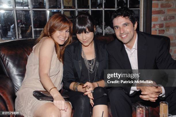 Jillian Kogan, Karla Braun, Steven Puri attend The Supper Club & Shepard Fairey's SNO host a Bombay Sapphire Tea Party at The Tea Room on July 20,...