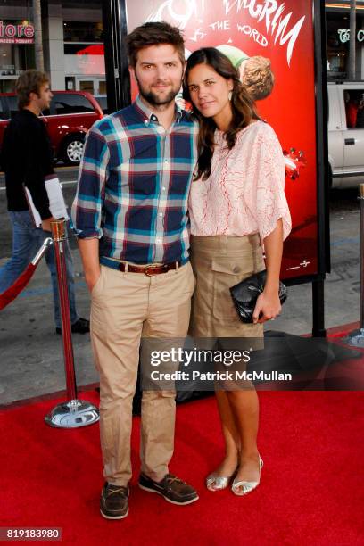 Adam Scott and Naomi Sablan attend "Scott Pilgrim Vs. The World" Los Angeles Premiere at Grauman's Chinese Theatre on July 27, 2010 in Hollywood, CA.