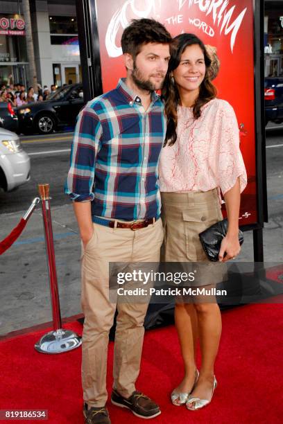 Adam Scott and Naomi Sablan attend "Scott Pilgrim Vs. The World" Los Angeles Premiere at Grauman's Chinese Theatre on July 27, 2010 in Hollywood, CA.