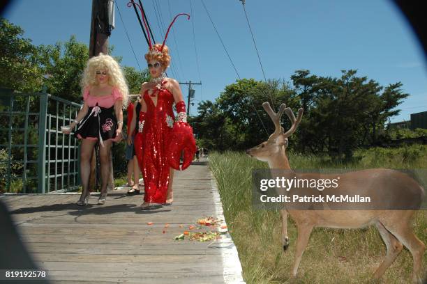 Ginger Snap and Coco Love attend INDEPENDENCE DAY &THE INVASION OF THE PINES at Cherry Grove and Fire Island Pines on July 4, 2010 in Brookhaven, New...