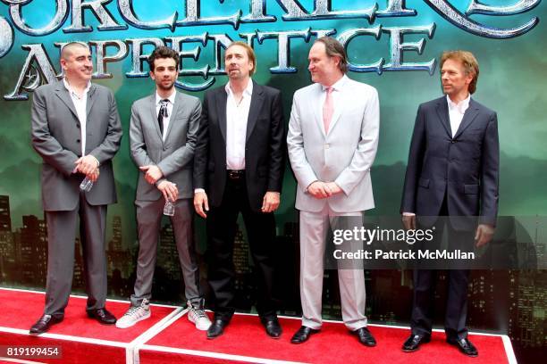 Alfred Molina, Jay Baruchel, Nicolas Cage, Jon Turteltaub and Jerry Bruckheimer attend The World Premiere of THE SORCERER'S APPRENTICE at New...