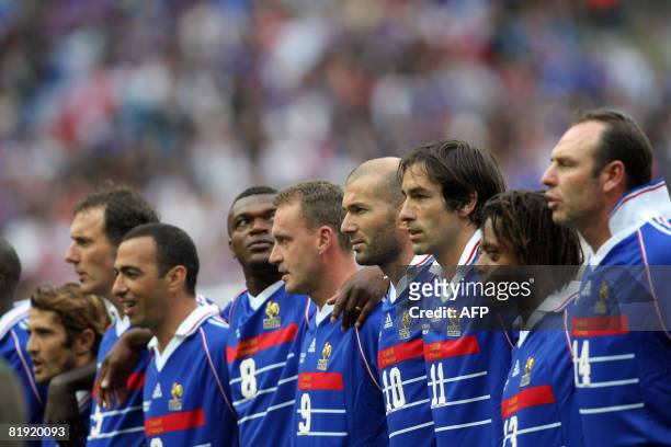 French player Alain Boghossian, Bernard Diomede, Robert Pires, Zinedine Zidane, Stephane Guivarc'h, Marcel Dessailly, Youri Djorkaeff, Laurent Blanc...