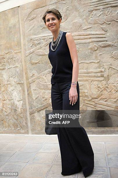 Syrian President Bashar al-Assad's wife Asma al-Assad visits the Louvre museum on July 13, 2008 in Paris. Syrian President made a comeback on the...