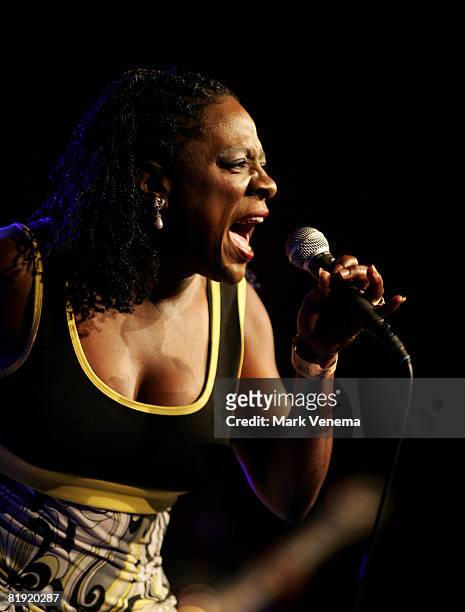 Sharon Jones performs with her band The Dap-Kings live on day two of the North Sea Jazz Festival at Ahoy on July 12, 2008 in Rotterdam, Netherlands.