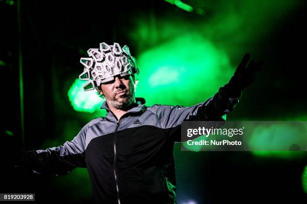 Jay Kay of the english acid jazz band Jamiroquai pictured on stage as they perform at Moon&amp;Stars Festival 2017 in Locarno Switzerland on 18 July...