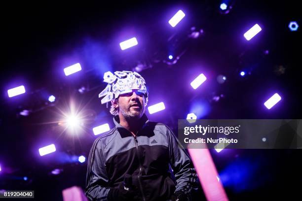 Jay Kay of the english acid jazz band Jamiroquai pictured on stage as they perform at Moon&amp;Stars Festival 2017 in Locarno Switzerland on 18 July...