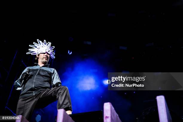 Jay Kay of the english acid jazz band Jamiroquai pictured on stage as they perform at Moon&amp;Stars Festival 2017 in Locarno Switzerland on 18 July...