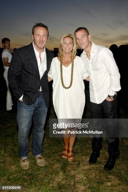 Trey Laird, Jenny Laird and Josh Reed attend ACRIA's Annual "Cocktails at Sunset" Presented by Calvin Klein Collection & Vanity Fair at Private...