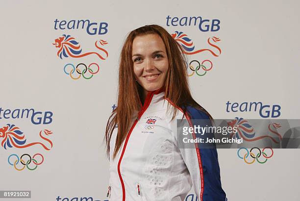 Portrait of Victoria Pendelton, a member of the Cycling Team at the National Exhibition Centre on July 13, 2008 in Birmingham, England.
