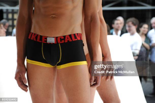 Calvin Klein Model Installation and Models attend World of CALVIN KLEIN Party to Kick-off Spring 2011 Berlin Fashion Week at Die Munze on July 7,...