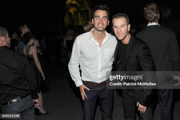 Andrew Freesmeier and Josh Reed attend World of CALVIN KLEIN Party to Kick-off Spring 2011 Berlin Fashion Week at Die Munze on July 7, 2010 in...