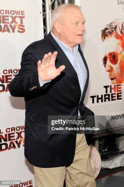 Brian Dennehy attends LIONSGATE and THE CINEMA SOCIETY host the premiere of THE NEXT THREE DAYS at Ziegfeld Theater on November 9, 2010 in New York...