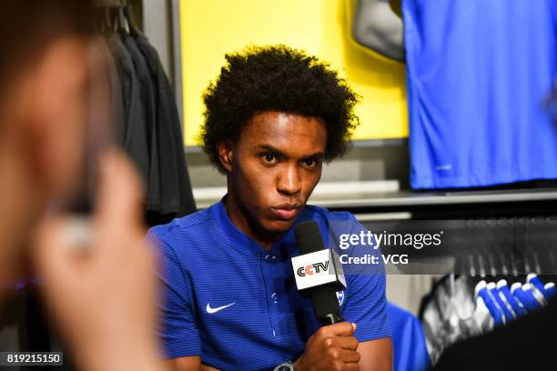 Willian of Chelsea FC attends an activity ahead of the Pre-Season Friendly match between Chelsea and Arsenal on July 20, 2017 in Beijing, China.