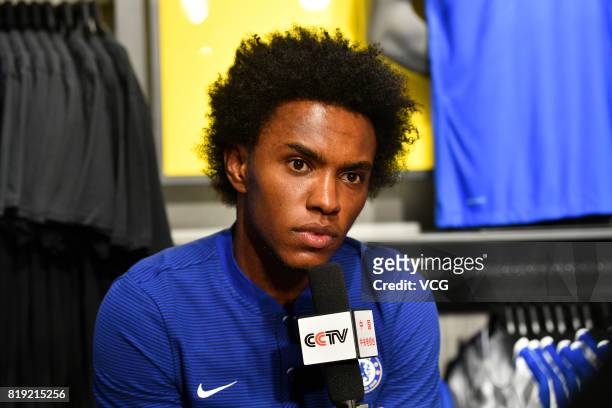 Willian of Chelsea FC attends an activity ahead of the Pre-Season Friendly match between Chelsea and Arsenal on July 20, 2017 in Beijing, China.