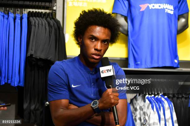 Willian of Chelsea FC attends an activity ahead of the Pre-Season Friendly match between Chelsea and Arsenal on July 20, 2017 in Beijing, China.