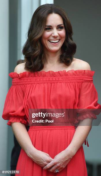 Catherine, Duchess of Cambridge attenda The Queen's Birthday Party at the British Ambassadorial Residenceduring an official visit to Poland and...