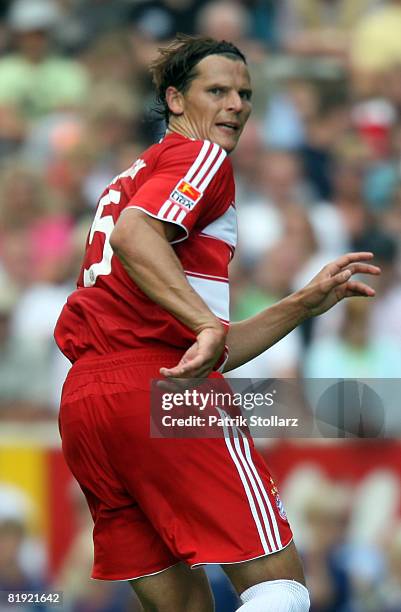 Daniel van Buyten of Munich runs with the ball during a friendly match between SV Lippstadt 08 and FC Bayern Munich at the 'Am Waldschloesschen'...