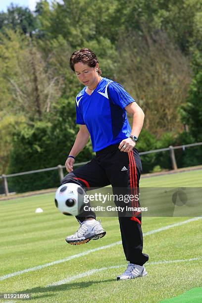 Head coach Maren Meinert of Germany during the Women's U19 European Championship match between Scotland and Germany at the Georges Boulogne/Ile d'Or...