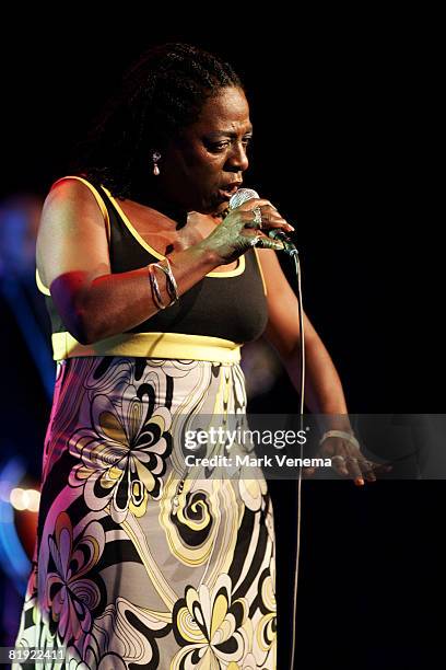 Sharon Jones performs with her band The Dap-Kings live on day two of the North Sea Jazz Festival at Ahoy on July 12, 2008 in Rotterdam, Netherlands.