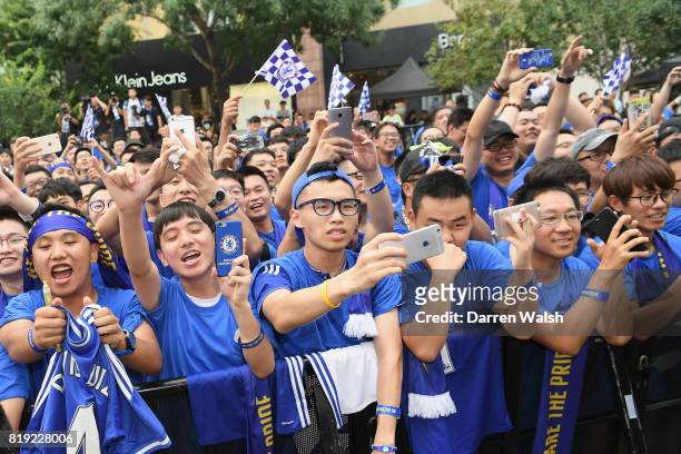Chinese Chelsea fans during a Nike Store visit at the Solana Bay on July 20, 2017 in Beijing, China.