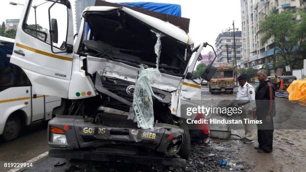 Year-old container driver died after he rammed his vehicle into a stationary truck while injuring the driver of a four wheeler at Thane, on July 19,...