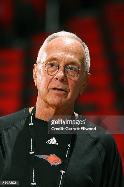 Head coach Larry Brown of the Charlotte Bobcats watches his players in action against the New Orleans Hornets during NBA Summer League presented by...