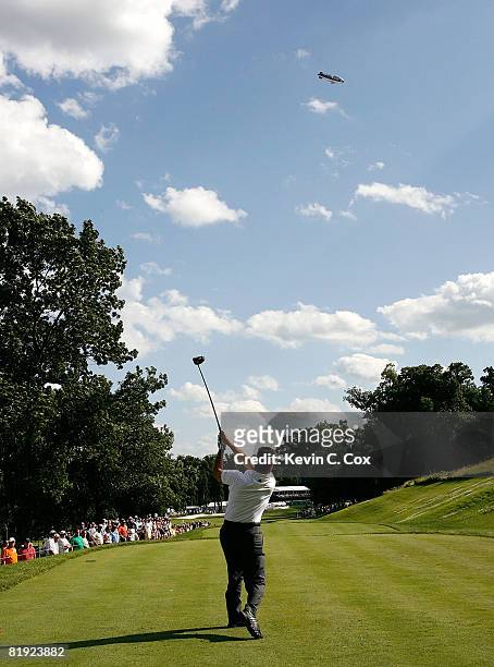 Jay Williamson tees off the 18th hole during the final round of the 2008 John Deere Classic at TPC at Deere Run on Sunday, July 13, 2008 in Silvis,...
