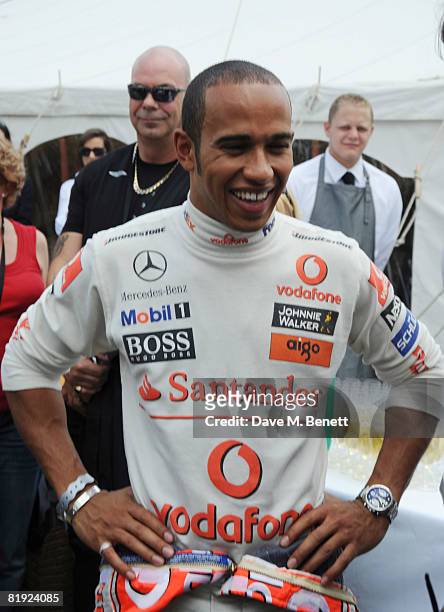 Lewis Hamilton attends the Cartier Style et Luxe Concours at the Goodwood Festival of Speed on July 13, 2008 in Goodwood, England