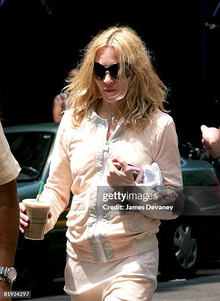 Singer Madonna visits the Kabbalah Center in Manhattan on July 12, 2008 in New York City.