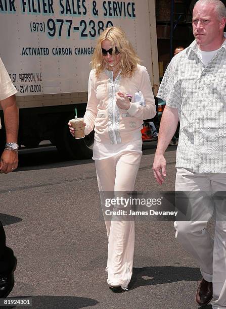 Singer Madonna visits the Kabbalah Center in Manhattan on July 12, 2008 in New York City.