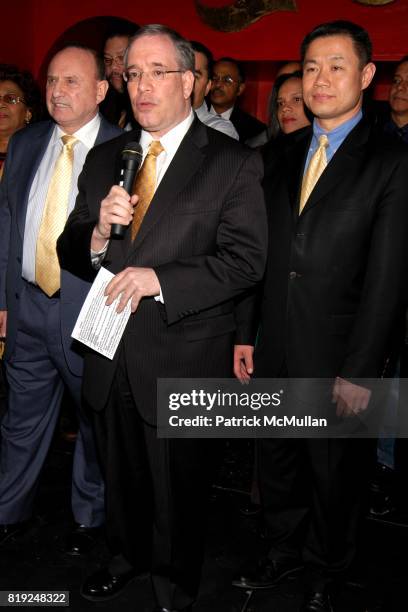 Maurice Buckley, Scott Stringer and John Liu attend Manhattan Borough President SCOTT M. STRINGER And The HAITIAN ROUNDTABLE Hold "New Yorkers For...