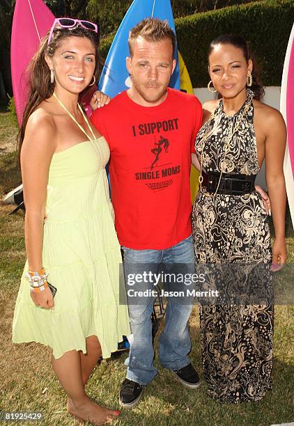 Actress Brittny Gastineau , actor Stephen Dorff, and actress/singer Christina Milian pose at the lia sophia Boost Mobile Project Beach House clam...