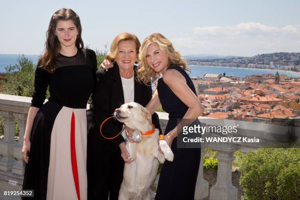 Filming of the first feature film Brillantissime by Michele Laroque, the film director and actress Michele Laroque with her daughter Oriane...