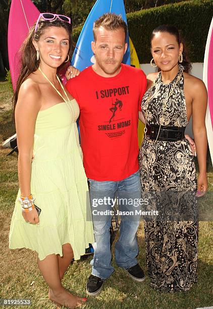 Actress Brittny Gastineau , actor Stephen Dorff, and actress/singer Christina Milian pose at the lia sophia Boost Mobile Project Beach House clam...