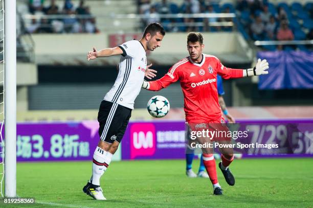 Besiktas Istambul Midfielder Oguzhan Ozyakup and Besiktas Istambul Goalkeeper Tolga Zengin during the Friendly Football Matches Summer 2017 between...