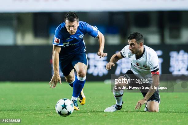 Schalke Midfielder Yevhen Konoplyanka fights for the ball with Besiktas Istambul Midfielder Oguzhan Ozyakup during the Friendly Football Matches...