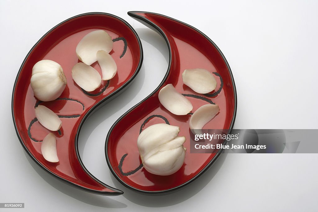 Yin and yang dish with root petals