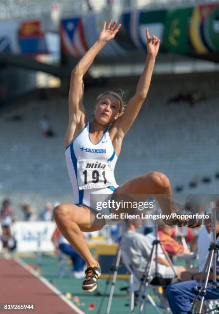 Heli Koivula of Finland enroute to placing ninth in the women's long jump final during the World Athletics Championships in Athens, Greece on 6th...