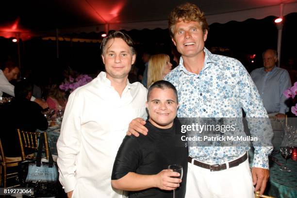 Jason Binn, Brett Banford and Anthony Shriver attend Third Annual Best Buddies Hamptons Gala at Private Residence on August 21, 2010 in...