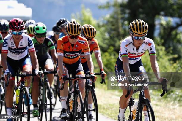 Lizzie Deignan of Great Britain and Boels Dolmans CyclingTeam rides on the first stage of the 4th La Course by Tour de France, a 67.5km stage from...